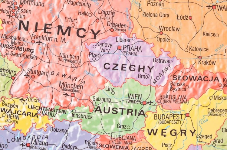 Europa 1:4 000 000. Mapa ścienna polityczna wydawnictwa Meridian. Fragment 1