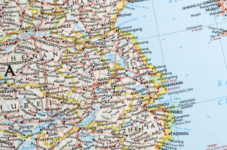 Chiny. Mapa ścienna wydawnictwa National Geographic. Fragment 1