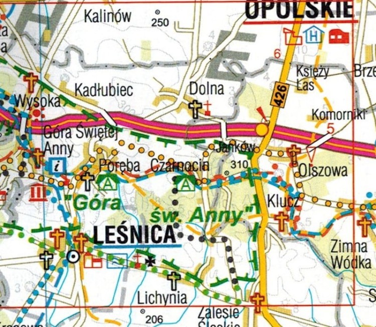 Województwo opolskie 1:185 000. Mapa administracyjno-turystyczna wydawnictwa BiK. Fragment 2