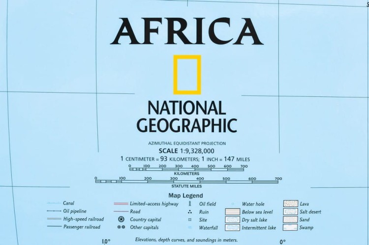Afryka. Mapa ścienna polityczna wydawnictwa National Geographic. Legenda