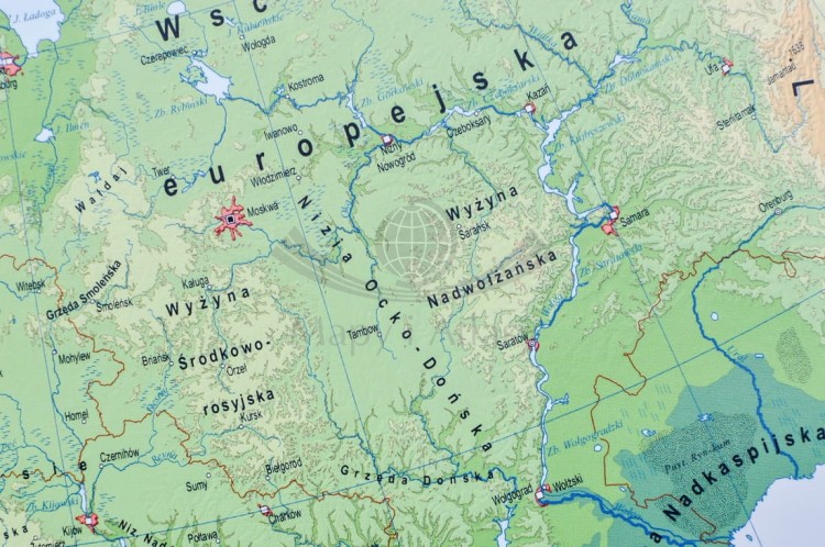 Europa. Mapa polityczna i fizyczna. Podkładka na biurko. Fragment 6
