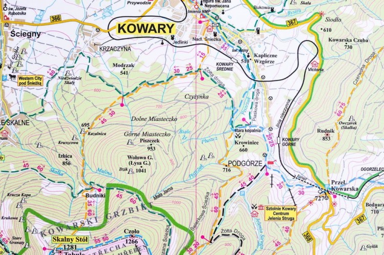 Karkonosze Polskie i Czeskie, Rudawy Janowickie. Mapa turystyczna w wersji do wpinania. Fragment 5