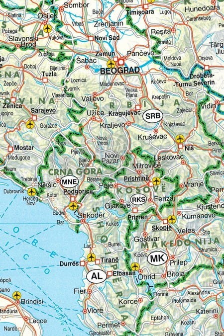 Europa 1:5 500 000. Mapa ścienna kolejowa, promy. Wydawnictwo: Freytag & Berndt. Fragment 1