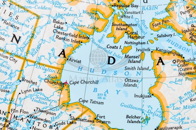 Ameryka Północna i Południowa 1:19 100 000. Mapa polityczna w ramie drewnianej.  Wydawnictwo: National Geographic. Fragment 5