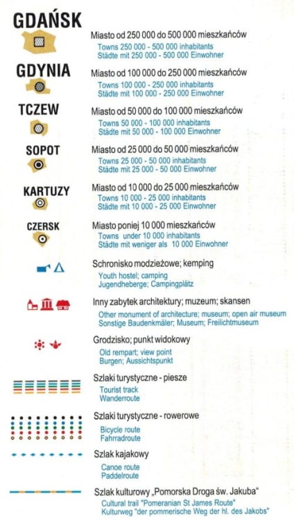 Województwo pomorskie / Pomorze 1:280 000. Laminowana mapa administracyjno-turystyczna wydawnictwa BiK. Legenda 3
