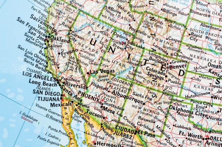 Ameryka Północna i Południowa 1:19 100 000. Mapa ścienna polityczna wydawnictwa National Geographic. Fragment 2