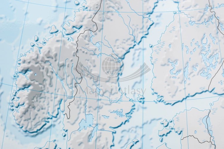 Europa 1:4 000 000. Mapa ścienna konturowa, hipsometryczna (ćwiczeniowa) wydawnictwa Meridian. Fragment 1