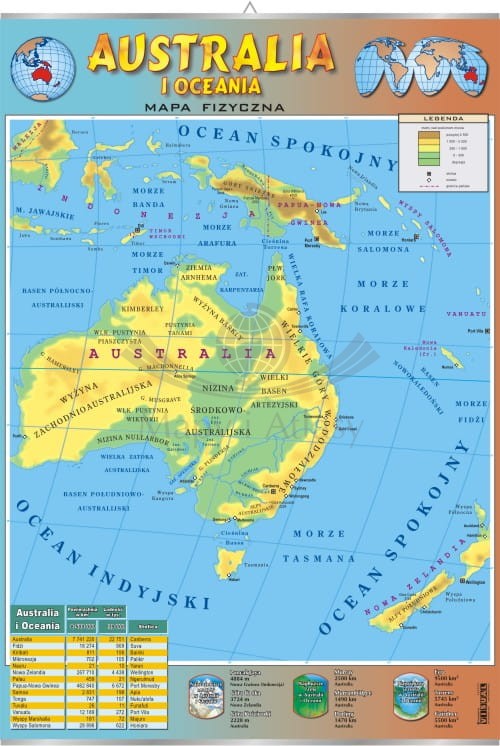 Australia - mapa fizyczna. Plansza edukacyjna.jpg