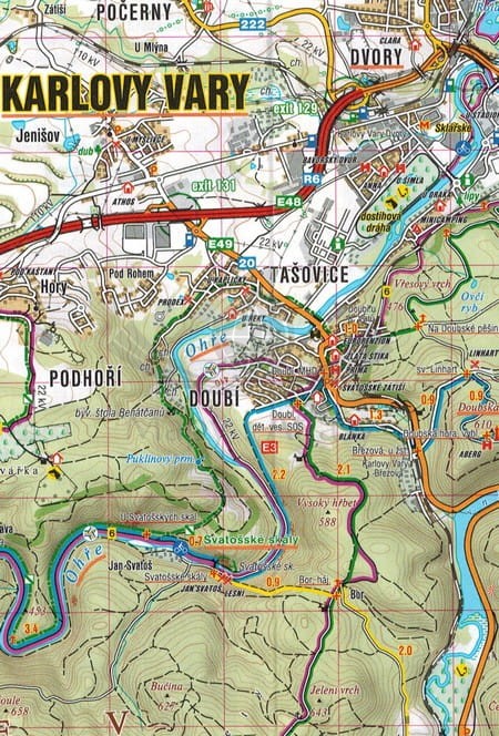 Zachodnioczeskie Uzdrowiska, Las Sławkowsk mapa turystyczna wydawnictwa Shocart. Fragment 1