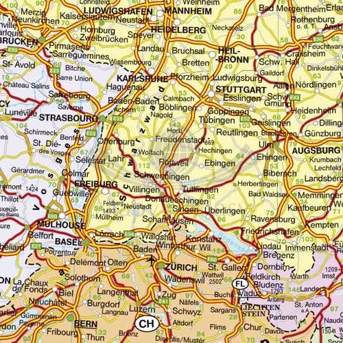 Europa polityczna 1:3 500 000. Mapa samochodowa wydawnictwa Freytag & Berndt. Fragment