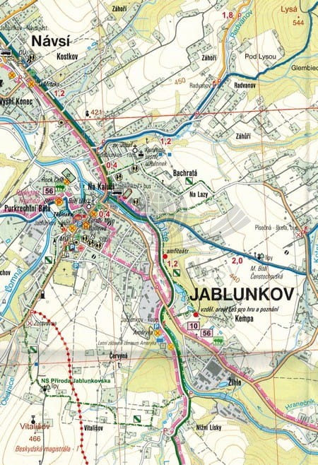 Beskydy Sever. Mapa turystyczna 97 wydawnictwa Geodezie On Line. Fragment 1