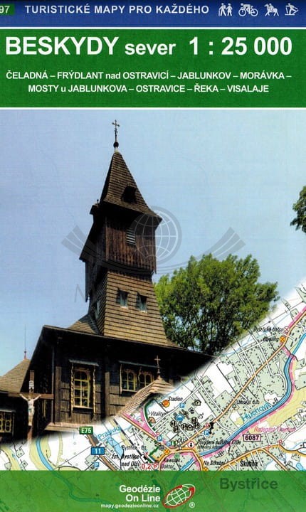 Beskydy Sever. Mapa turystyczna 97 wydawnictwa Geodezie On Line. Okładka