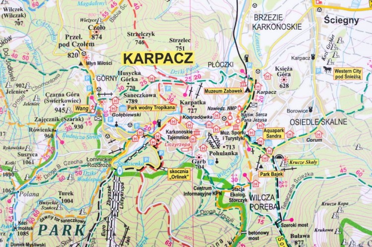 Karkonosze Polskie i Czeskie, Rudawy Janowickie. Mapa turystyczna w wersji do wpinania. Fragment 2