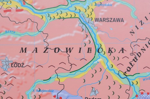 Polska 1:650 000. Geomorfologia Polski - typy rzeźby i ich pochodzenie. Mapa ścienna wydawnictwa Meridian. Fragment 1