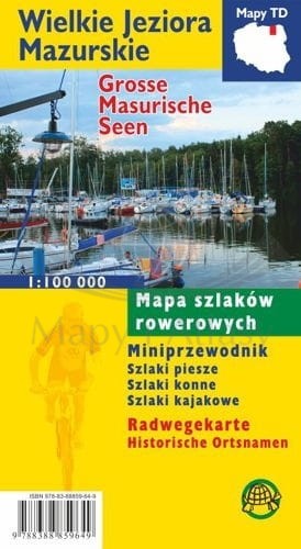 Wielkie Jeziora Mazurskie. Laminowana mapa turystyczna wydawnictwa Agencja TD. Okładka