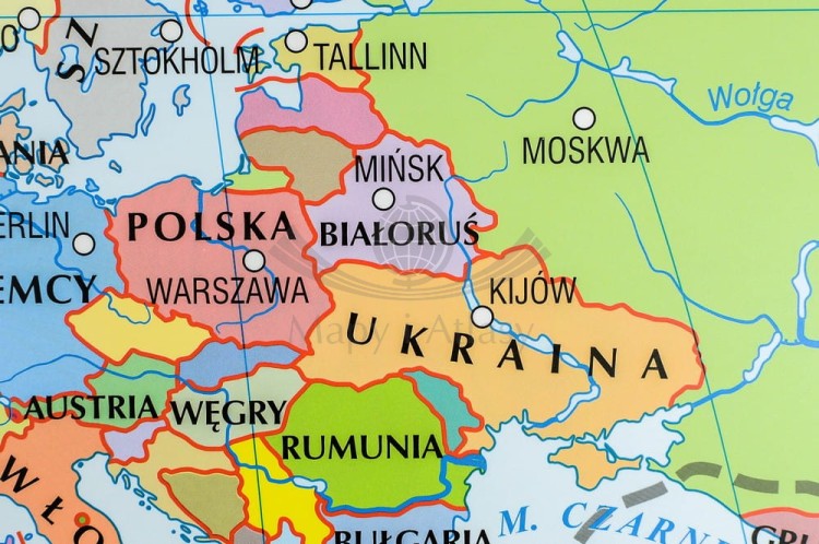 Świat 1:19 000 000. Dwustronna mapa ścienna polityczna / konturowa (do ćwiczeń). Strona polityczna - fragment 4
