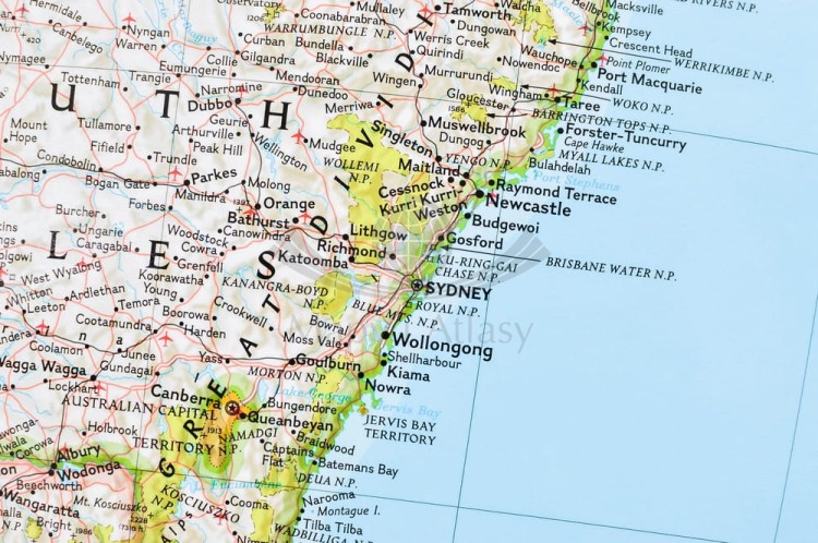 Australia 1:6 413 000 . Mapa polityczna w wersji magnetycznej. Wydawnictwo: National Geographic. Fragment 3