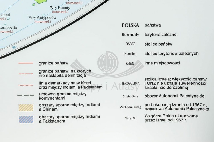 Świat 1:19 000 000. Dwustronna mapa ścienna polityczna / konturowa (do ćwiczeń). Strona polityczna - fragment 5