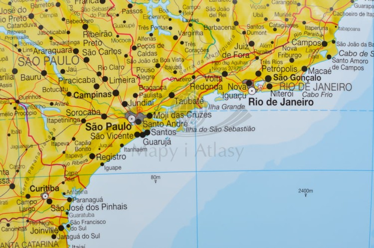 Ameryka Południowa 1:7 000 000. Mapa polityczna w ramie drewnianej wydawnictwa Maps International. Fragment 2