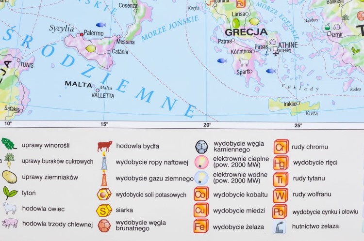 Europa gospodarcza 1:4 500 000. Mapa ścienna wydawnictwa Meridian. Legenda 2