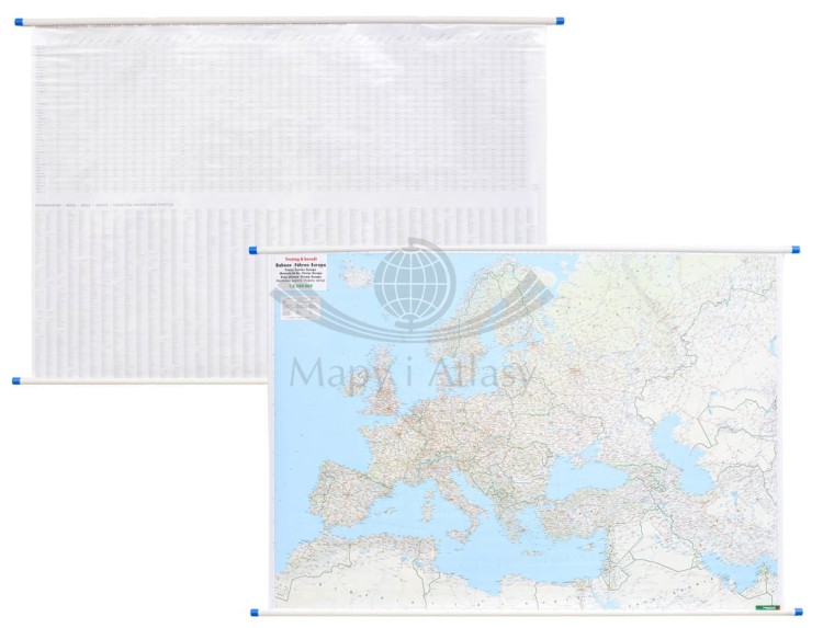 Europa 1:5 500 000. Mapa ścienna kolejowa, promy. Wydawnictwo: Freytag & Berndt