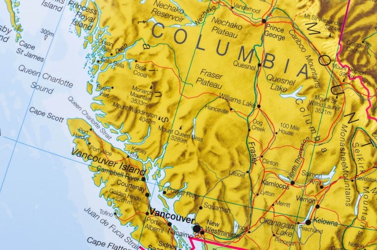 Ameryka Północna 1:7 000 000. Mapa ścienna polityczna wydawnictwa Maps International. Fragment 4