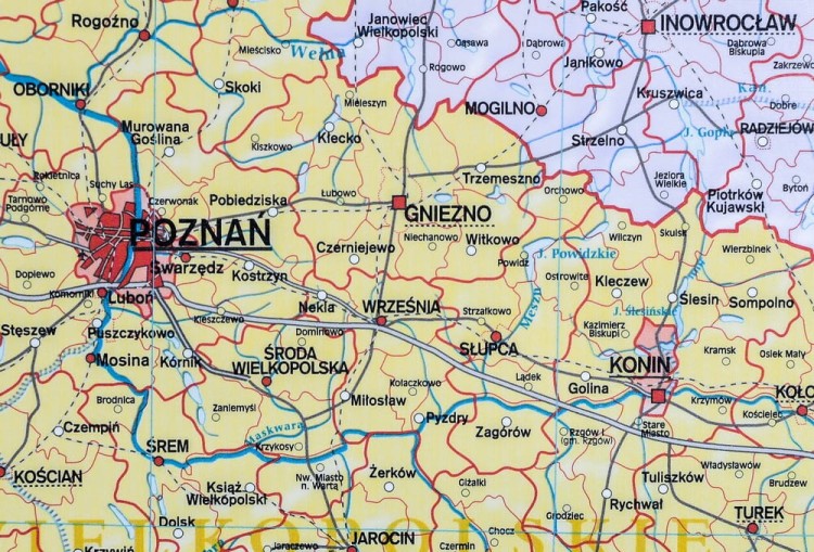 Polska 1:650 000. Mapa ścienna administracyjna wydawnictwa Meridian. Fragment 3