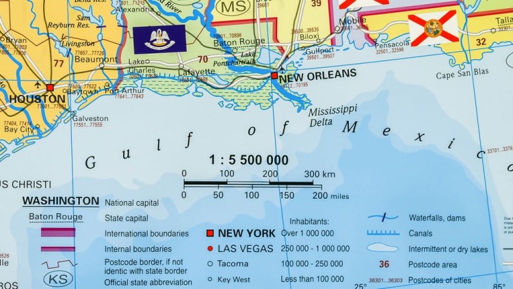 Stany Zjednoczone / USA 1:5 500 000. Mapa ścienna administracyjna z kodami pocztowymi. Fragment 7
