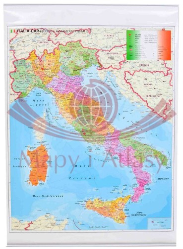 Włochy 1:1 000 000. Mapa ścienna administracyjna z kodami pocztowymi. Wydawnictwo: Stiefel