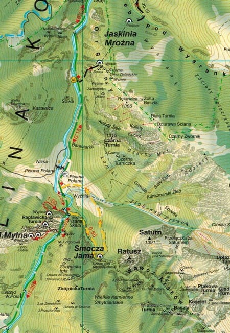 Tatry Polskie 3 w 1. Mapa turystyczna wydawnictwa WiT. Mapa 1 - fragment