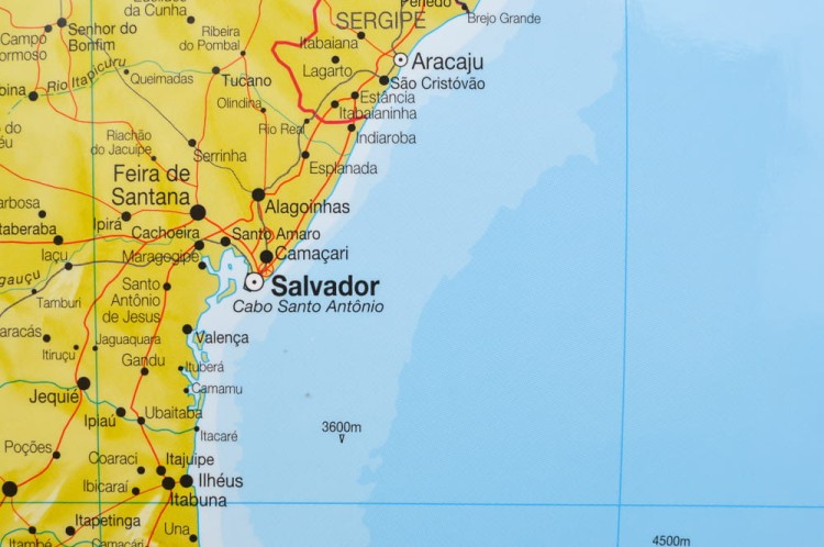 Ameryka Południowa 1:7 000 000. Mapa ścienna polityczna wydawnictwa Maps International. Fragment 3