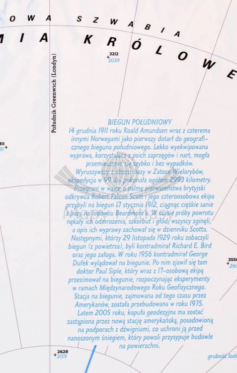 Antarktyda 1:4 500 000. Mapa ścienna fizyczna. Drewniane półwałki. Fragment 5