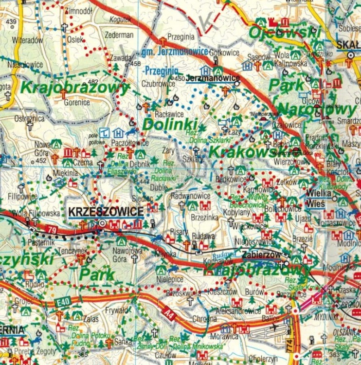Województwo małopolskie / Małopolska 1:250 000. Mapa administracyjno-turystyczna wydawnictwa BiK. Fragment 2