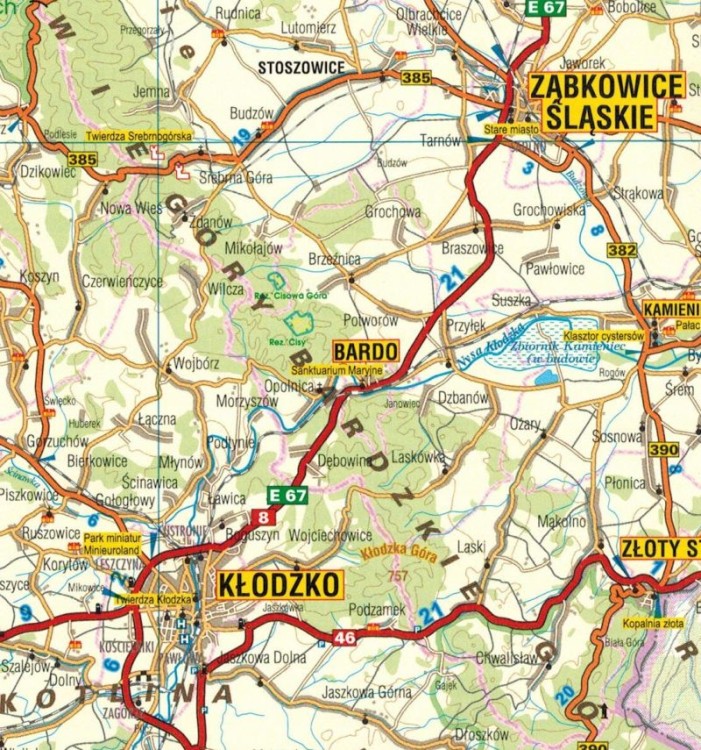 Dolny Śląsk. Mapa samochodowo-krajoznawcza wydawnictwa Galileos. Fragment 2