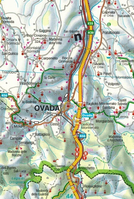Liguria, Riwiera Włoska, Genua, Cinque Terre. Mapa samochodowo-turystyczna wydawnictwa Freytag & Berndt. Fragment 1