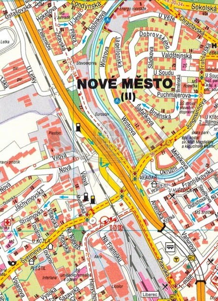 Liberec i okolice. Góry Żytawskie, Łużyckie, Izerskie i Karkonosze. Plan miasta / Mapa turystyczna wydawnictwa Shocart. Fragment 1