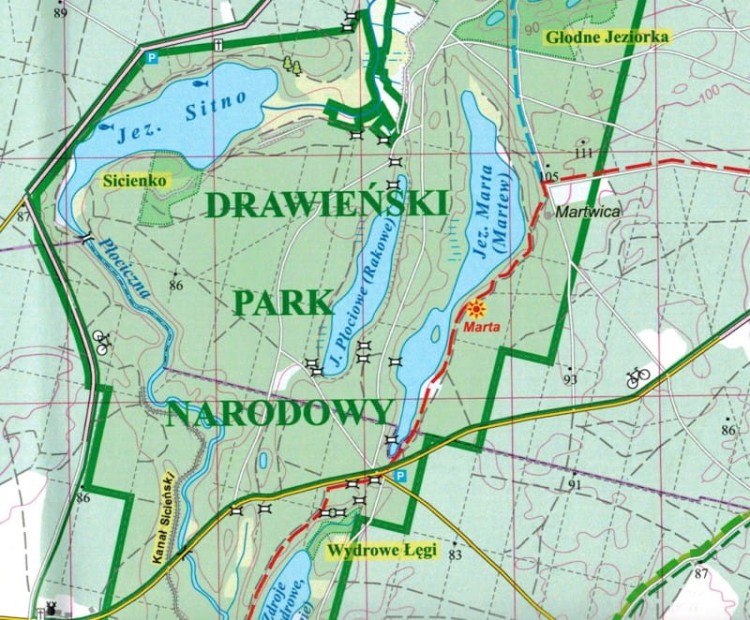 Drawieński Park Narodowy. Mapa turystyczna wydawnictwa Eko-Graff. Fragment 2