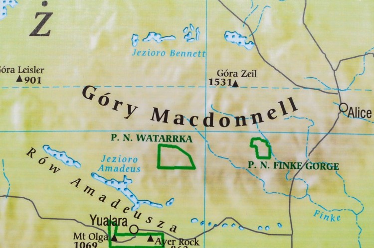 Australia 1:3 500 000. Mapa ścienna fizyczna wydawnictwa Meridian. Fragment 1