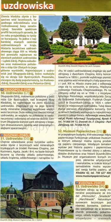 Ziemia Kłodzka 1:100 000. Mapa atrakcji turystycznych wydawnictwa Compass. Informator - fragment