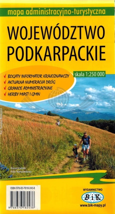 Województwo podkarpackie 1:250 000. Laminowana mapa administracyjno-turystyczna wydawnictwa BiK. Okładka