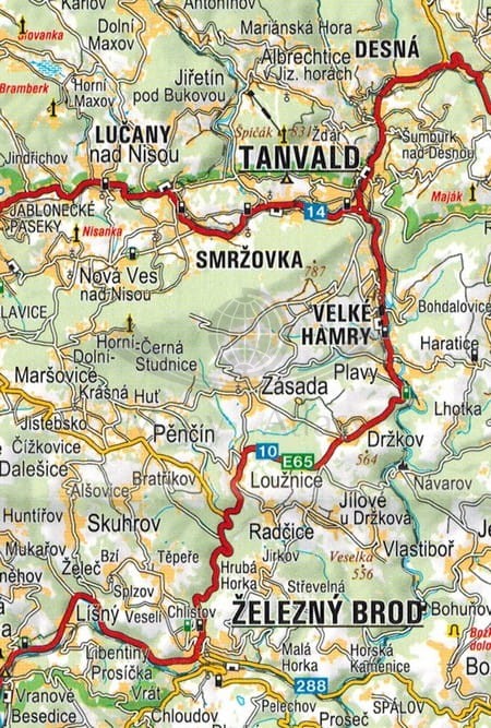 Liberec i okolice. Góry Żytawskie, Łużyckie, Izerskie i Karkonosze. Plan miasta / Mapa turystyczna wydawnictwa Shocart. Fragment 3