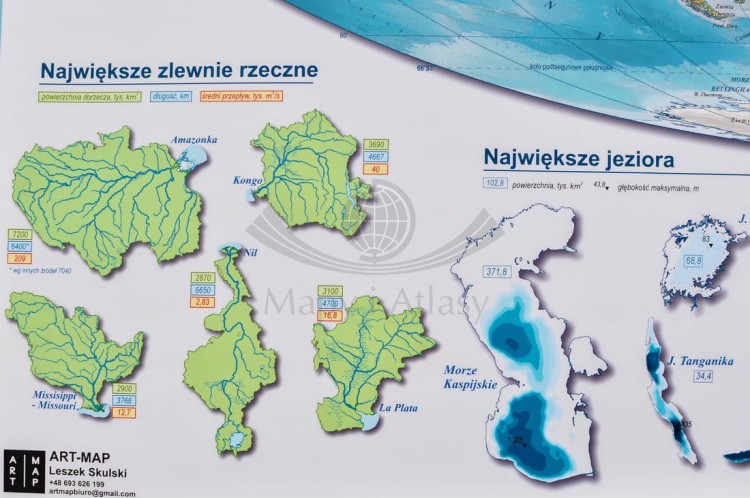 Świat. Mapa polityczna i fizyczna. Podkładka na biurko. Fragment 9