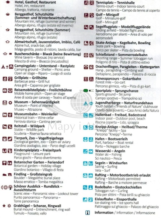 Vinschgau Val Venosta. Zestaw trzech map turystycznych wydawnictwa Kompass. Legenda 2