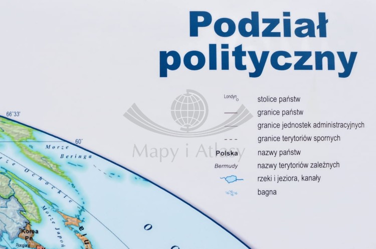Świat. Mapa polityczna i fizyczna. Podkładka na biurko. Fragment 2