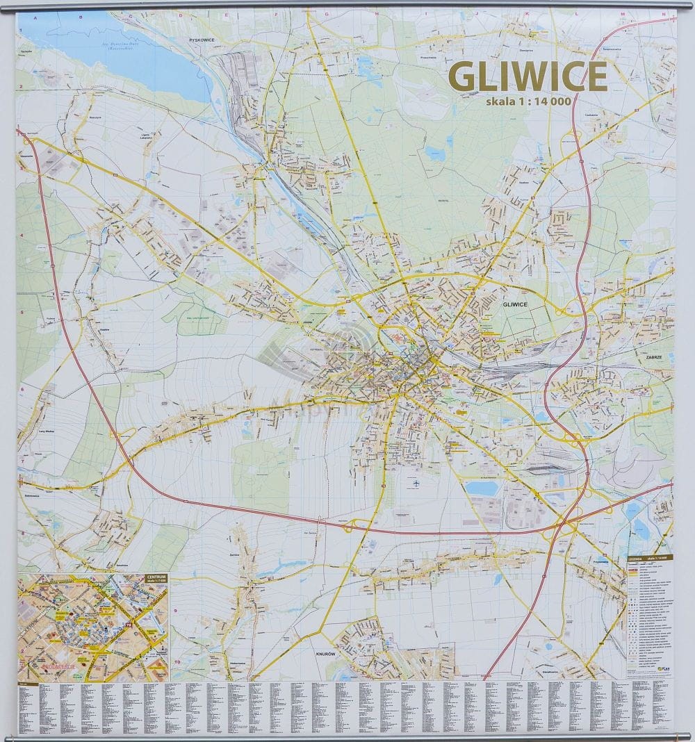 Gliwice 1:14 000. Mapa ścienna / Plan miasta