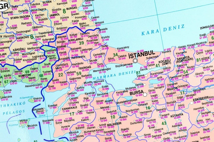 Europa 1:3 000 000. Mapa ścienna kodowa wydawnictwa Jokart. Fragment 4