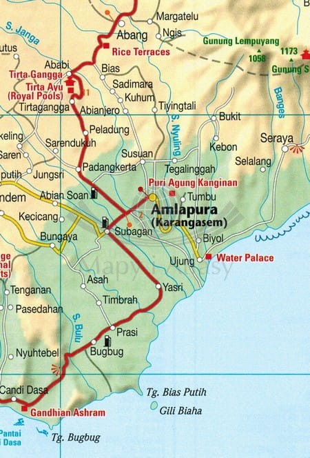 Bali, Lombok, Komodo. Mapa samochodowo-turystyczna wydawnictwa Freytag & Berndt. Fragment 3