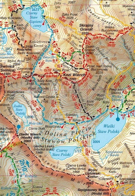 Tatry Polskie i Słowackie. Laminowana mapa turystyczna wydawnictwa Gauss. Fragment 1