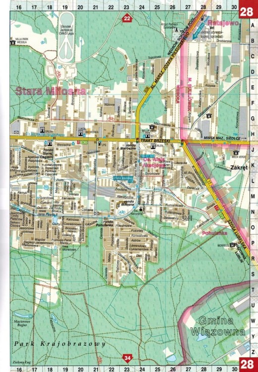 Warszawa 1:13 000. Atlas samochodowy miasta XXL wydawnictwa Demart. Przykładowa strona 2