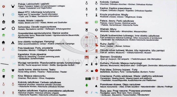 Mazury / Wielkie Jeziora Mazurskie. Mapa w wersji do wpinania. Legenda 2
